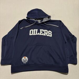 Edmonton Oilers Hoodie Size XL‎ Navy Blue Embroidery Spellout Logo Fall NHL
